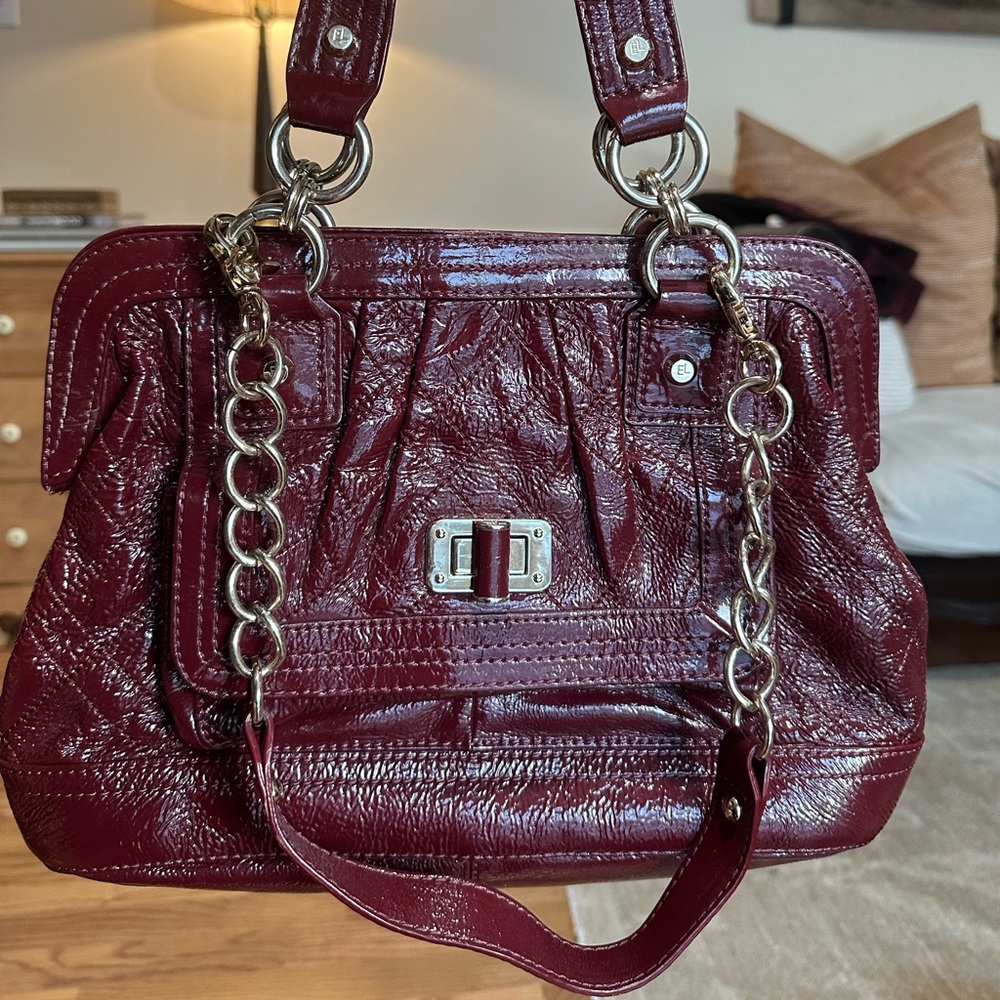 Elliott Lucca patent leather handbag satchel bag